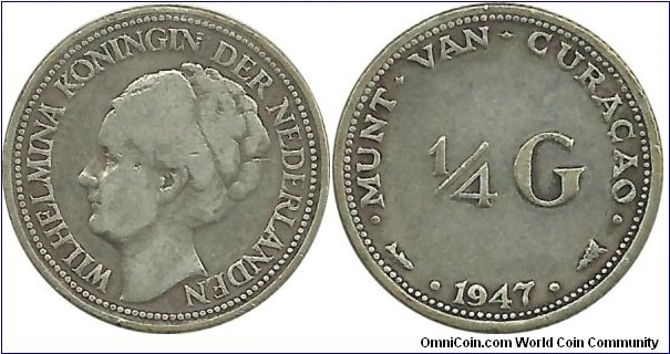 Munt van Curacao ¼ Gulden 1947