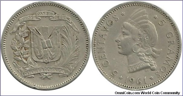 DominicanRepublic 5 Centavos 1961