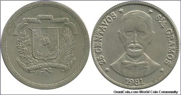 DominicanRepublic 25 Centavos 1981