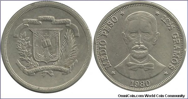 DominicanRepublic ½ Peso 1980