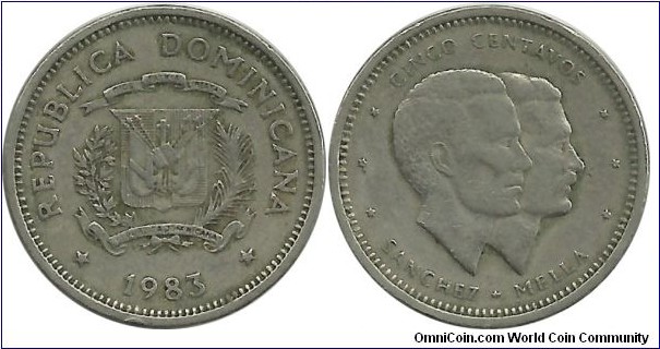 DominicanRepublic 5 Centavos 1983 - Human Rights