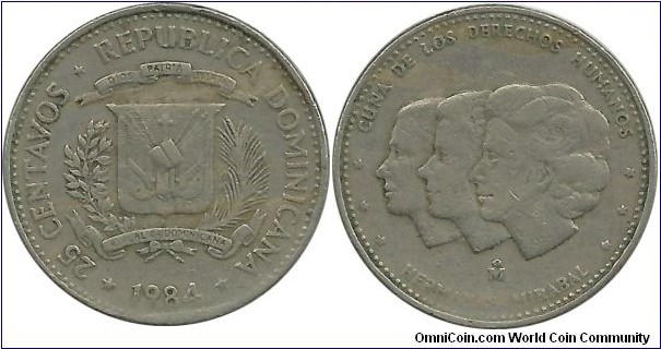 DominicanRepublic 25 Centavos 1984 - Human Rights