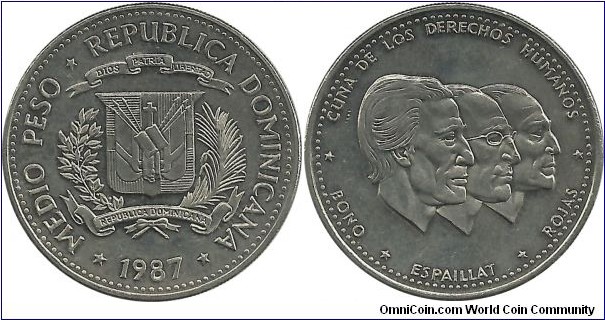 DominicanRepublic ½ Peso 1987 - Human Rights