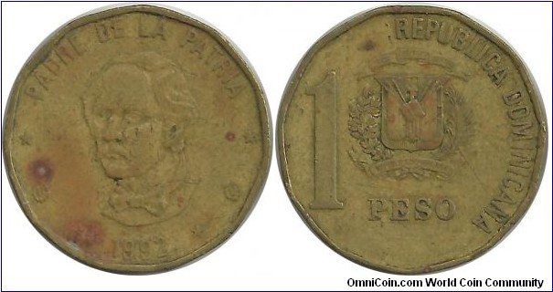 DominicanRepublic 1 Peso 1992 (KM# 80.1)