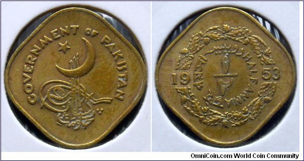 Pakistan 1/2 anna.
1953