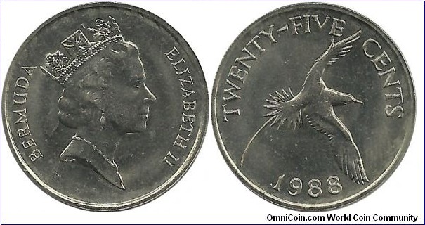 Bermuda 25 Cents 1988