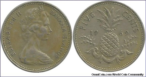 BahamaIslands 5 Cents 1969