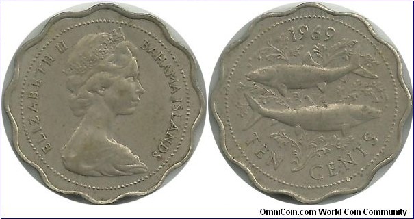 BahamaIslands 10 Cents 1969