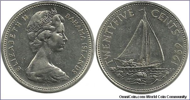 BahamaIslands 25 Cents 1969