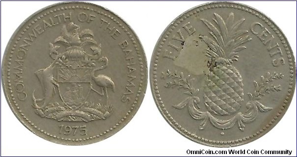 Commonwealth of the Bahamas 5 Cents 1975