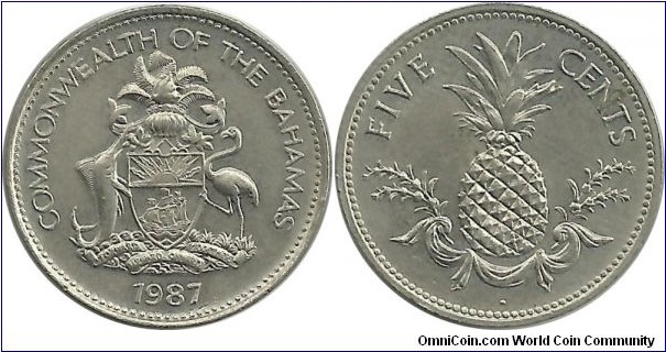 Commonwealth of the Bahamas 5 Cents 1987
