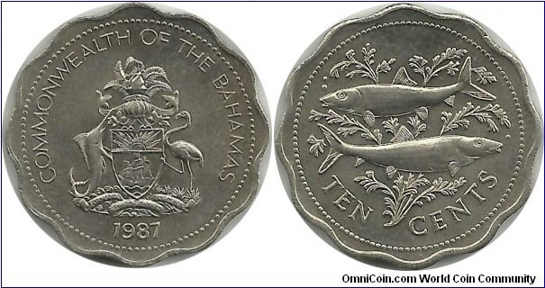 Commonwealth of the Bahamas 10 Cents 1987