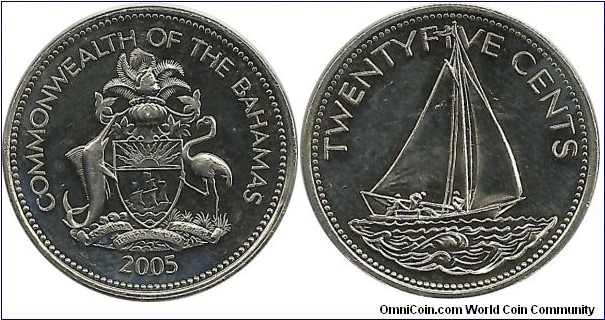 Commonwealth of the Bahamas 25 Cents 2005