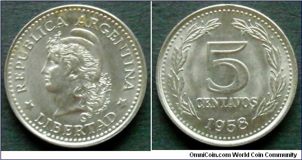 Argentina 5 centavos.
1958