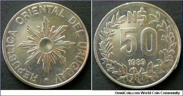 Uruguay 50 new pesos. 1989