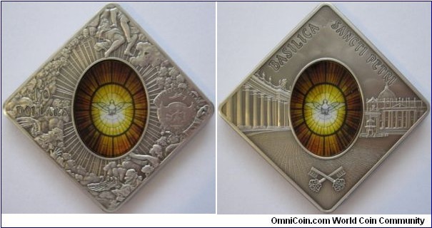 10 Dollars - St Peter Basilica - 50 g Ag .925 antique finish - mintage 999 pcs only