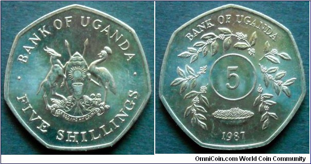 Uganda 5 shillings.
1987