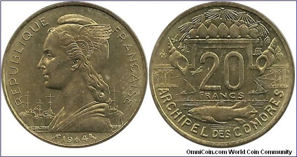 Comoros 20 Francs 1964