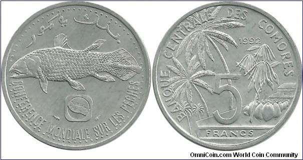 Comoros 5 Francs 1992 - FAO