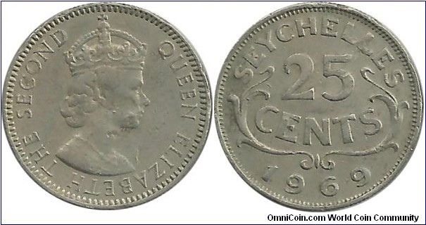 Seychelles 25 Cents 1969