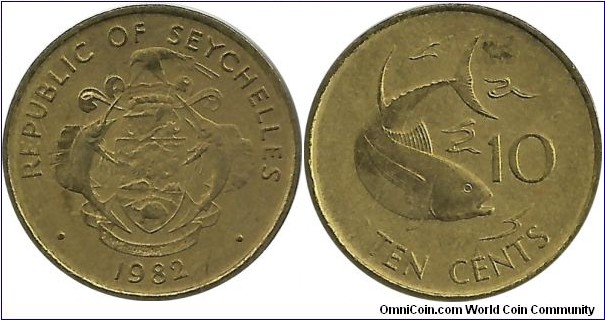 Seychelles 10 Cents 1982