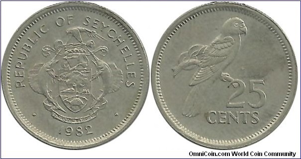 Seychelles 25 Cents 1982
