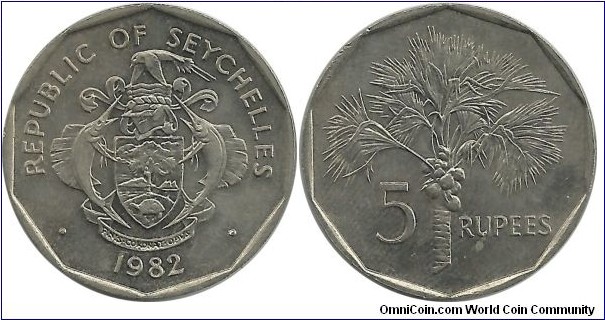 Seychelles 5 Rupees 1982