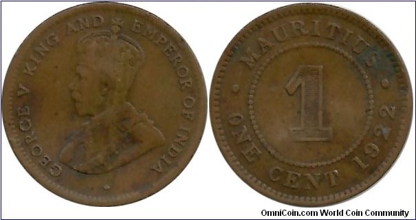 Mauritius 1 Cent 1922