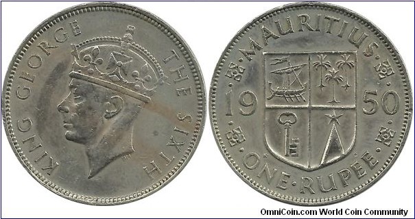 Mauritius 1 Rupee 1950