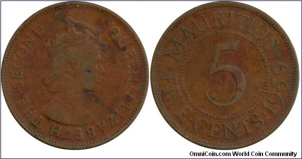 Mauritius 5 Cents 1959