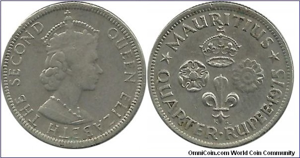 Mauritius Quarter Rupee 1975