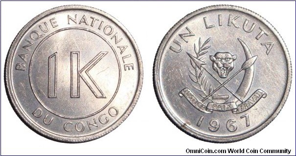 CONGO (DEMOCRATIC REPUBLIC)~1 Likuta 1967.