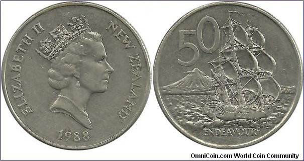 NewZealand 50 Cents 1988