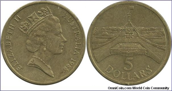 AustraliaComm 5 Dollars 1988 - Australian Bicentenary Commemorative - New Parliament House