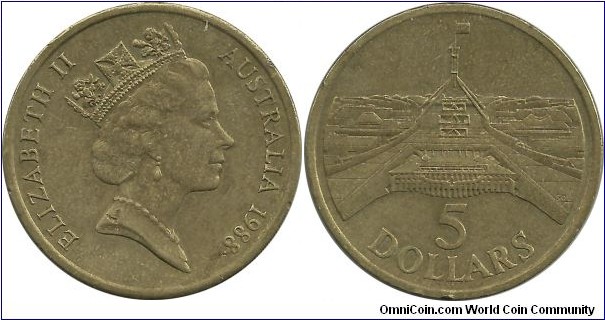 AustraliaComm 5 Dollars 1988 - Australian Bicentenary Commemorative - New Parliament House