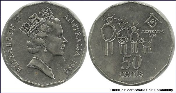 AustraliaComm 50 Cents 1994 - International Year of the Family