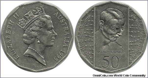 AustraliaComm 50 Cents 1995 - 50th Anniversary of the End of WWII