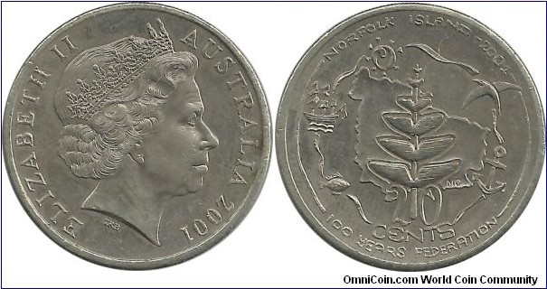 AustraliaComm 20 Cents 2001-Centenary of Federation - Norfolk Island