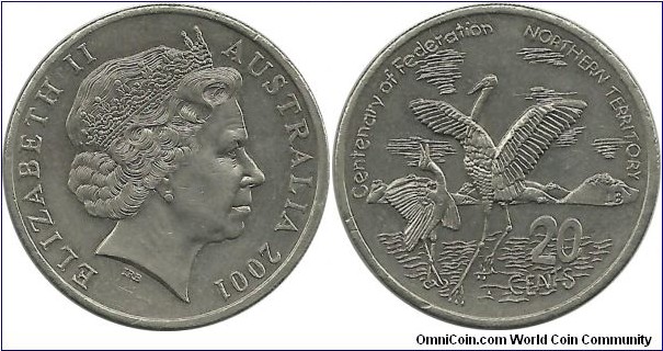 AustraliaComm 20 Cents 2001-Centenary of Federation - Northern Territory