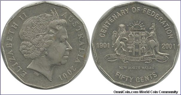 AustraliaComm 50 Cents 2001-Centenary of Federation - NewSouth Wales