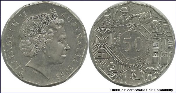 AustraliaComm 50 Cents 2003 - Commemorating Australia's Volunteers