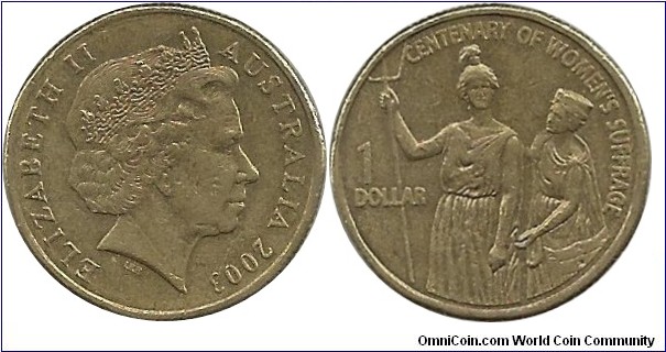 AustraliaComm 1 Dollar 2003-Centennary of Women's Suffrace