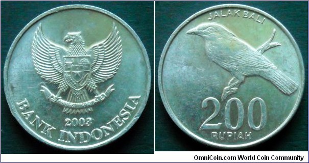 Indonesia 200 rupiah.
2003, Bali Starling bird