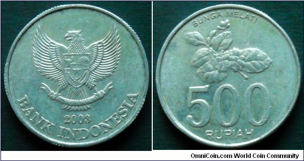 Indonesia 500 rupiah.
2003, Jasmine flower