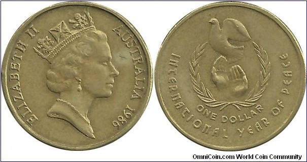 AustraliaComm 1 Dollar 1986 - International Year of Peace