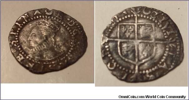 Elizabeth I silver penny. MM- Crescent (Tower Mint)1587-1589