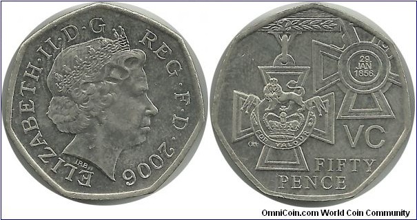 UKingdomComm 50 Pence 2006 - 150th Anniversary of the institution of the Victoria Cross