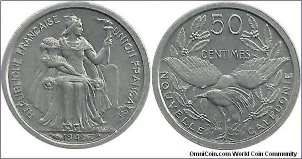 NewCaledonia 50 Centimes 1949