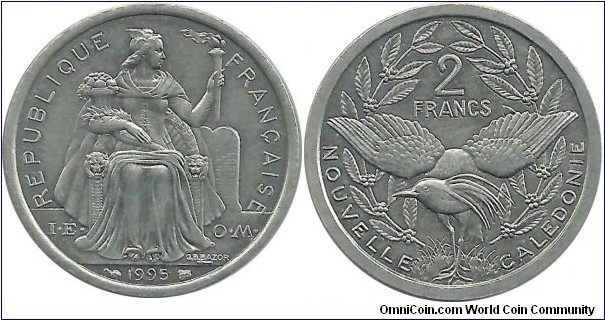 NewCaledonia 2 Francs 1995 IEOM
