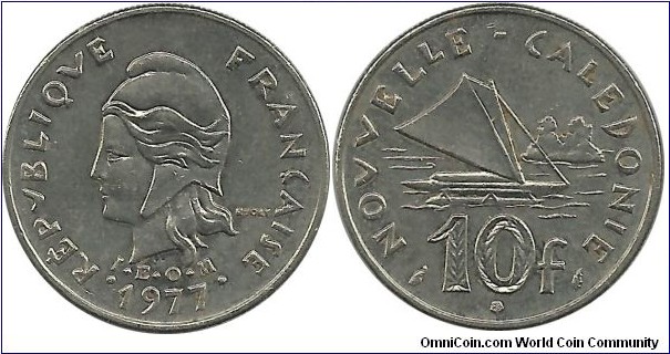 NewCaledonia 10 Francs 1977 IEOM
